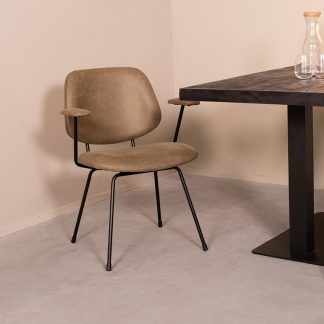 Eetkamerstoel Rivano - Moss - Kunstleder - Zwart Metalen Frame 180122784