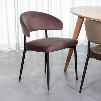 Eetkamerstoel Bliss - Taupe - Velvet - Zwart Metalen Frame 180123038